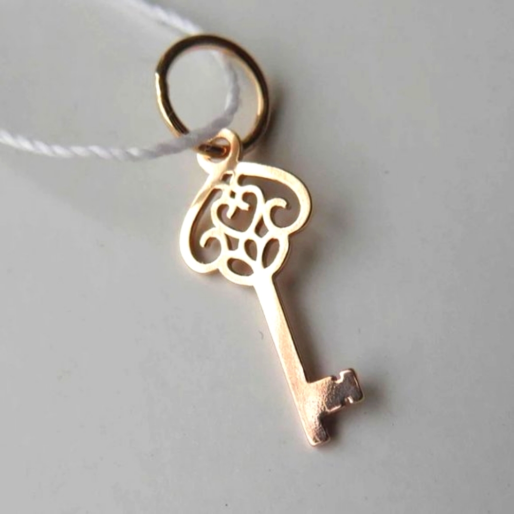 Key Rose Gold Plated Sterling Silver Pendant Charm